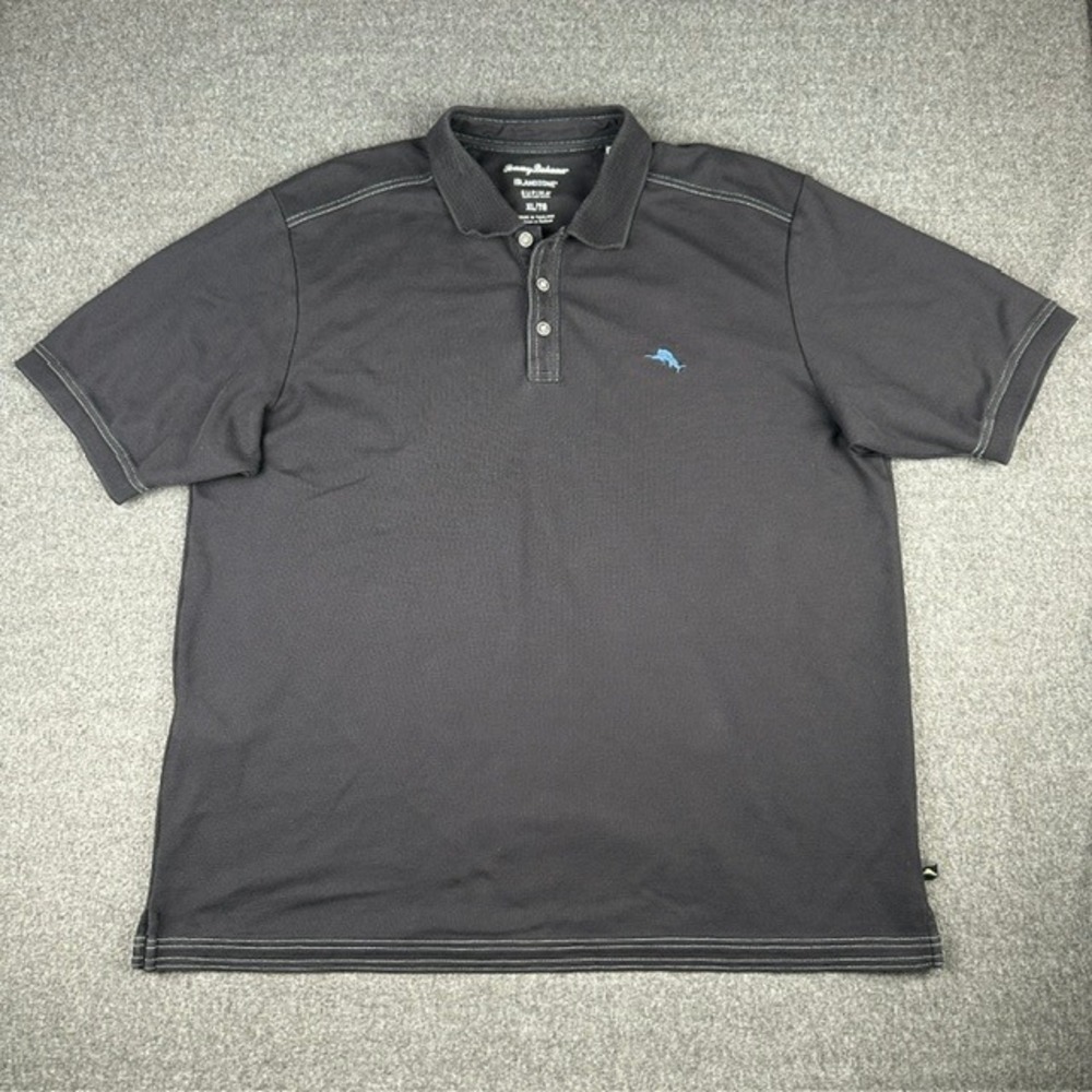 Tommy Bahama IslandZone Supima Cotton Polo Shirt Gray Mens XL Short Sleeve